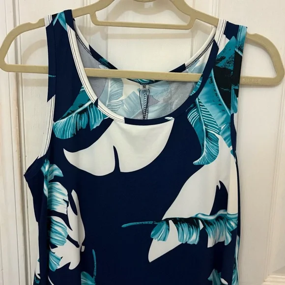 NWT!! Molerani Tropical Leaf Print Sleeveless Floral Swing Dress - Picture 6 of 11